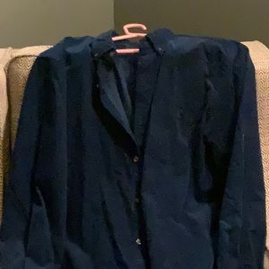 JCrew Mens XL Fine Wale Cordoroy Navy Button Down Shirt